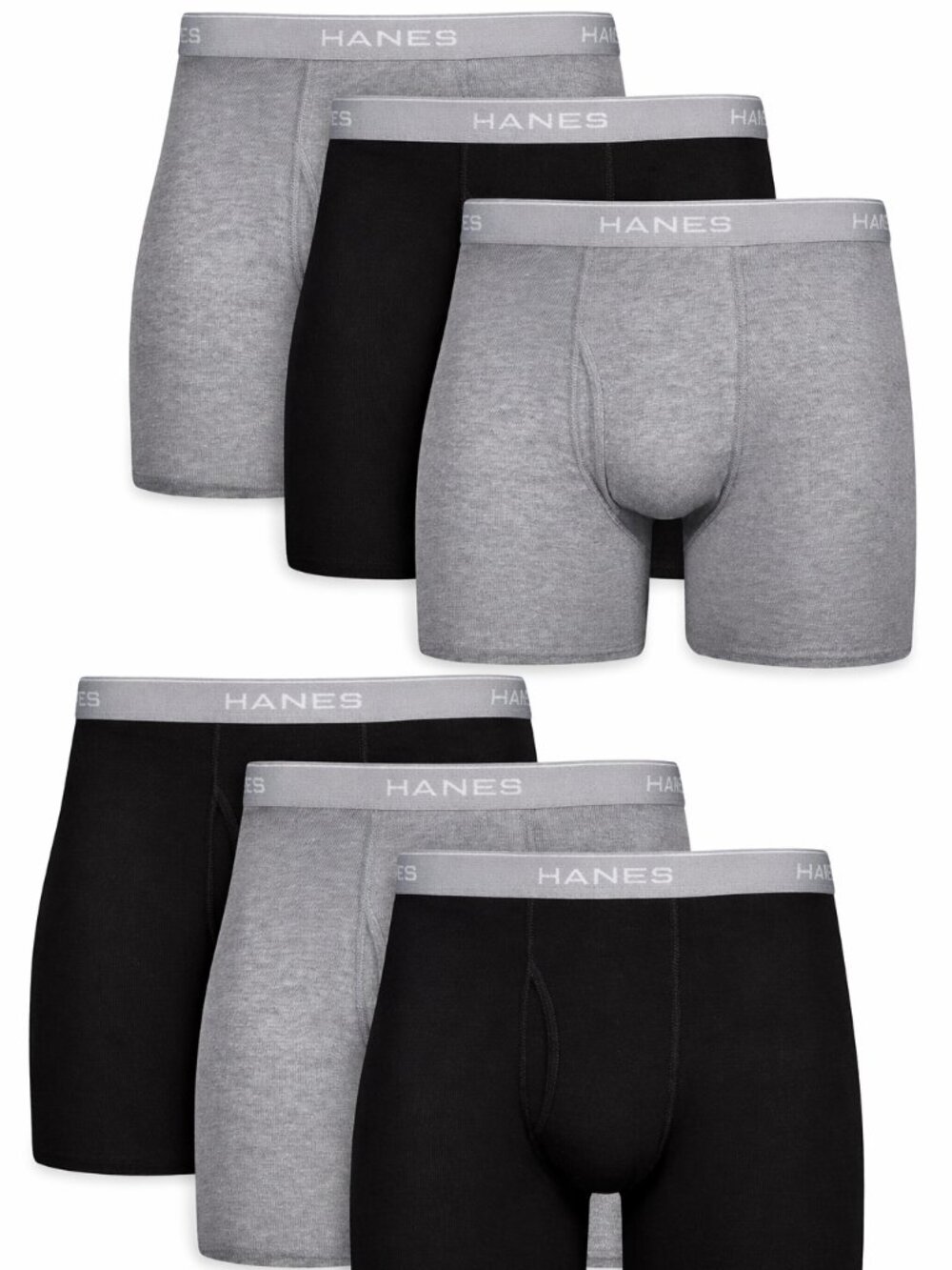 Hanes Men’s Boxer Briefs 6 Pack | Cool Breathable Cotton | Moisture-Wicking |